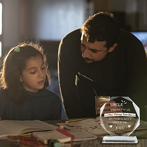Idée cadeau oncle unique : un bloc de verre décoratif avec message d'affection