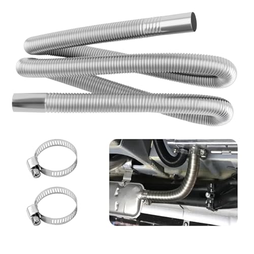 59' Diesel Heater Exhaust Pipe,Stainless Steel Flexible Exhaust Pipe with 2 Hose Clamps for Diesel Air Heater,Anti-rust ID 1 inch Exhausts Pipes Car Accessories for Most Trucks,SUVs (59')