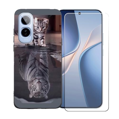 LCEHTOGYE �K�p Vivo T5 Pro 5G +�����K���X�X�N���[���v���e�N�^�[�p�P�[�X�A�K�p Vivo T5 Pro 5G (6,83")�ƌ݊����̂���u���b�N�\�t�gTPU�V���R���Q���P�[�X�ی�J�o�[ BST8