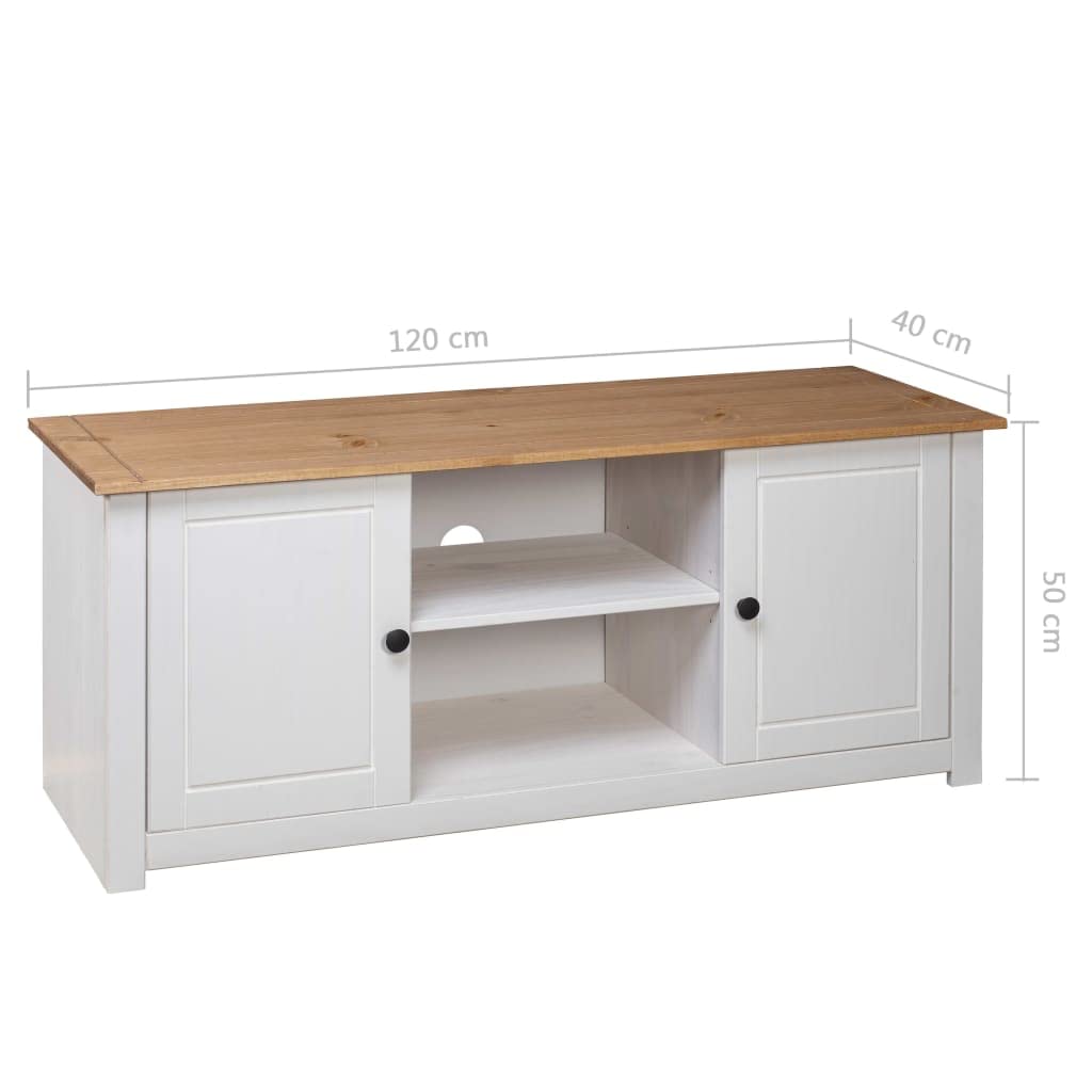 vidaXL Mobile Porta TV Panama Range Rustico con Ante e Ripiani Aperti Consolle Multimediale Soggiorno Armadietto Basso Bianco Pino Massello