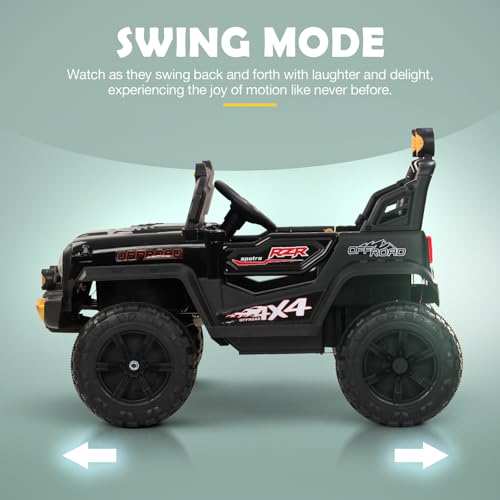 Image of Baybee 4x4 Battery Operated Jeep for Kids, Ride on Toy Baby Car with LED RGB Light & Music, Rechargeable Electric Jeep, Big Battery Car for Kids (Wrangler, Wrangler Black)