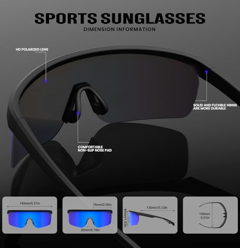 Image of KALIYADI Mens-Sunglasses Polarized Sports Sunglasses-Men: Running Sunglasses Men Women UV400 Protection for Cycling