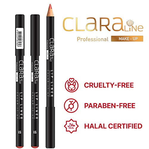 Claraline Lip Liner - Lasting Pencil With Creamy Finish, Resists Feathering & Bleeding, Highly Pigmented, Cruelty-Free, Halal-Certified & Paraben-Free #TOP6