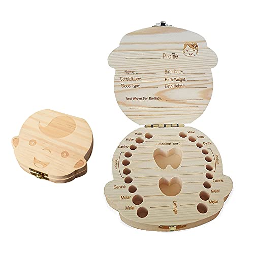 LULJY Caja de madera para dientes de leche [Versión en alemán] Caja para dientes de leche para niños y niños Cover