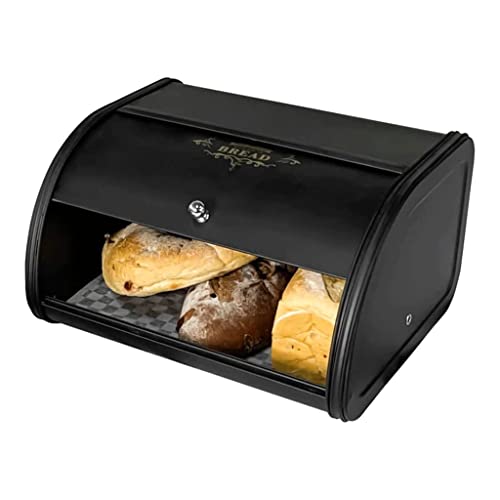 LIOONS Portapane Portatile, Contenitore per Pane in Metallo con Porta Pane con Coperchio in Rotolo, portapane di Grande capacità Classico e Resistente