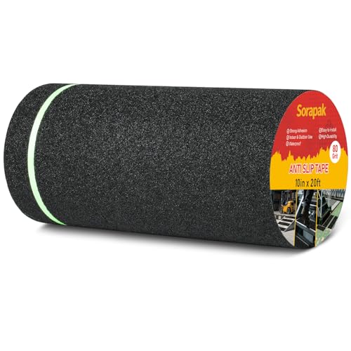 Image of Anti Slip Tape with Glow in Dark Strips 10 in x 20 FT,Non-Skid Tape Night Visibility Non-Slip Roll, Anti-Slip Strips for Stairs Ramps Floors Decks & Slippery Surfaces