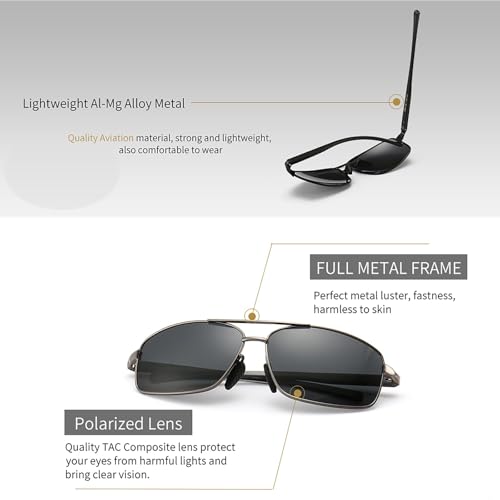 Image of SUNGAIT UV protection Ultra Lightweight Rectangular Polarized Sunglasses