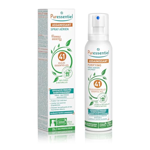 Puressentiel Purifying Air Spray 200 ml 100% Natural Room Spray Air Purifier Air Freshener Odour Eliminator Organic Essential Oils For Your Home Car & Office Lasts Over 6 Months