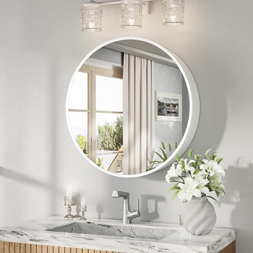 Image of Keonjinn 20 Inch Round Medicine Cabinet with Mirror, Adjustable Shelves