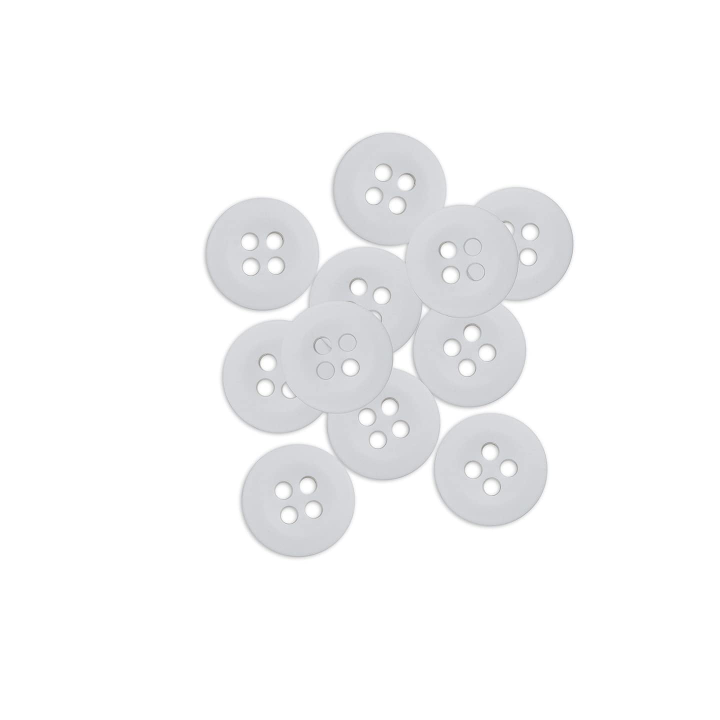 ButtonMode Uniform Shirt Buttons Includes 11 Buttons Measuring 13mm (1/2 Inch) Ideal for Manufacturing, Factory, Food Service, Facility and Automotive Uniforms, White, 11-Buttons
