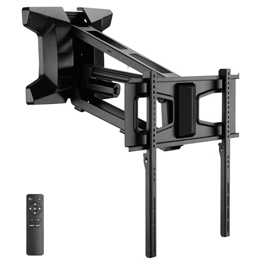 MOUNT-IT! Motorized Fireplace TV Wall Mount | Remote Control Electric Pull Down Mantel Mounting Bracket, Up to 77 Lbs Weight Capacity, Height Adjustable, Swivel, VESA 600x400 Compatible