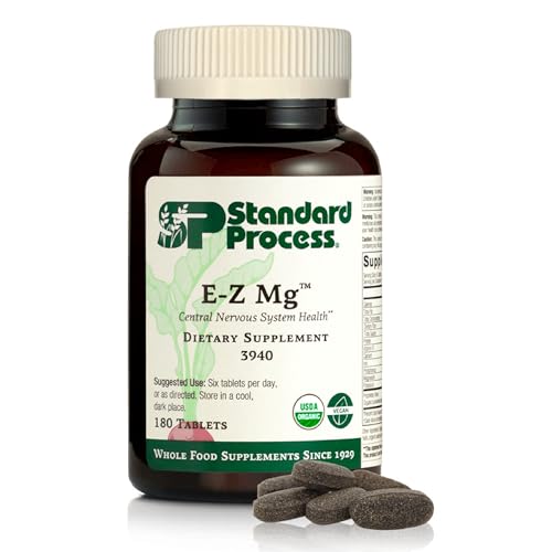 Standard Process E-Z Mg - Central Nervous System Health Supplement - Contains Magnesium Iron & Vitamin K1 - Aids Sleep Pathways - Gluten-Free Non-Dairy & Non-Soy - 180 Tablets (30 Servings)