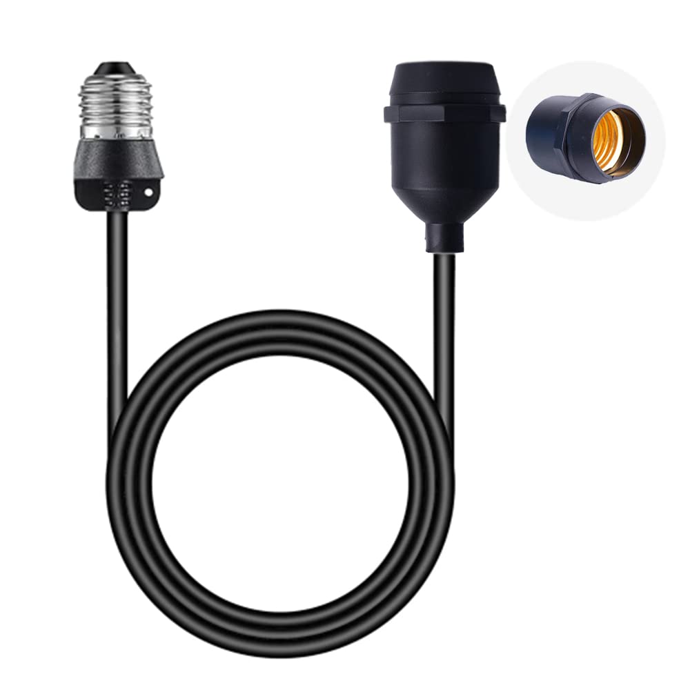 E26/E27 Light Socket Extender Cord,E26 to E26 Socket Extender, 6.6 FT