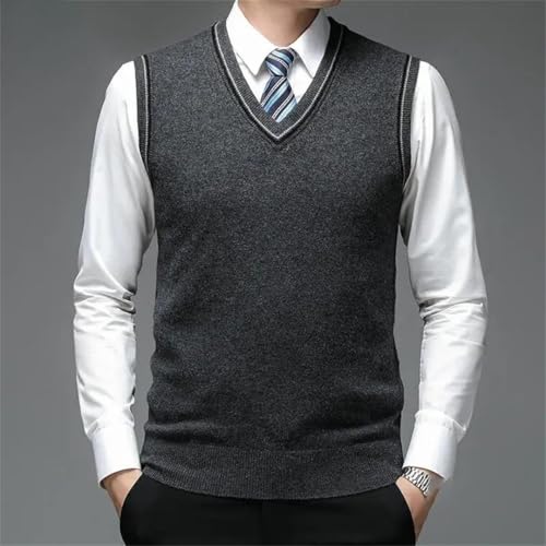 Men’s Plain V-Neck Sweater Vest 100% Wool Sleeveless Pullover2