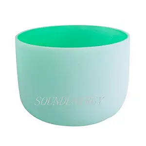 Frosted F Note Heart Chakra Green Colored Frosted Quartz Crystal Singing Bowl 10 inch mallet and o-ring included