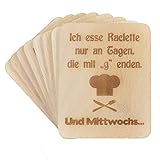 8 Stück Raclette Untersetzer mit Lasergravur