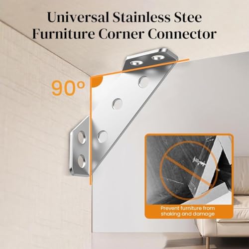 Image of Heavy Duty L Shape Corner Bracket for Furniture Corner Connectors Bracket for Wall Mounting, Metal Support Bracket for Shelves and Furniture (10)