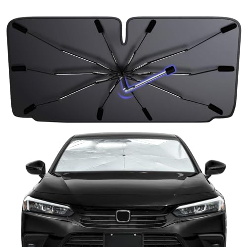 Image of 2026 Windshield Sun Shade Umbrella, Foldable Car Sunshade for Mid-Size Sedan, 360 Rotating Automotive Interior Sun Protection for 99% Heat UV Blocking, Auto Heat Shield Accessories(Medium)