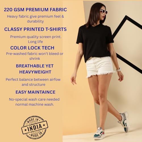 Image of Women's Pure Cotton Relaxed Fit V-Neck Half Sleeve T-Shirt | Gym Wear Casual Look T-Shirt | Regular Fitting with Comfort Wear for Women
