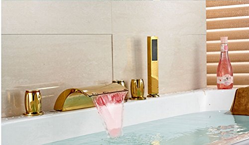 Robinet mitigeur baignoire doré Gowe avec plaque LED moderne - 2
