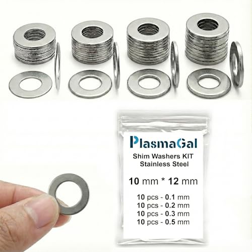 10x12mm Shim Washers Stainless Steel 40pc 0.1-0.5mm 10mm ID