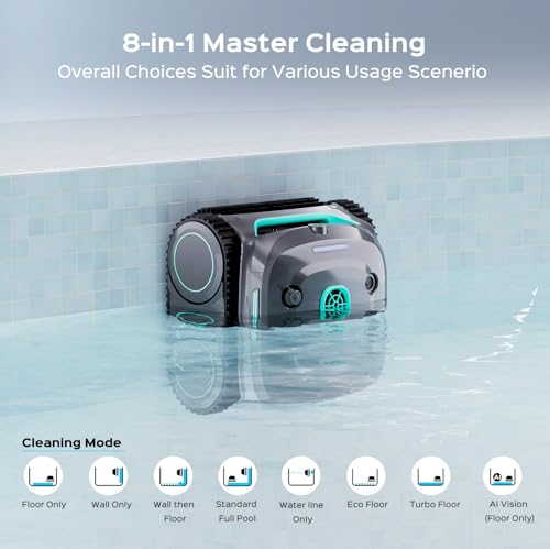 Image of WYBOT C2 Vision Cordless Pool Vacuum, AI Camera Robotic Pool Cleaner with Smart Navigation Route, Powerful Suction, Full Floor to Waterline Cleaning for Inground Ground Pools, Gray Green
