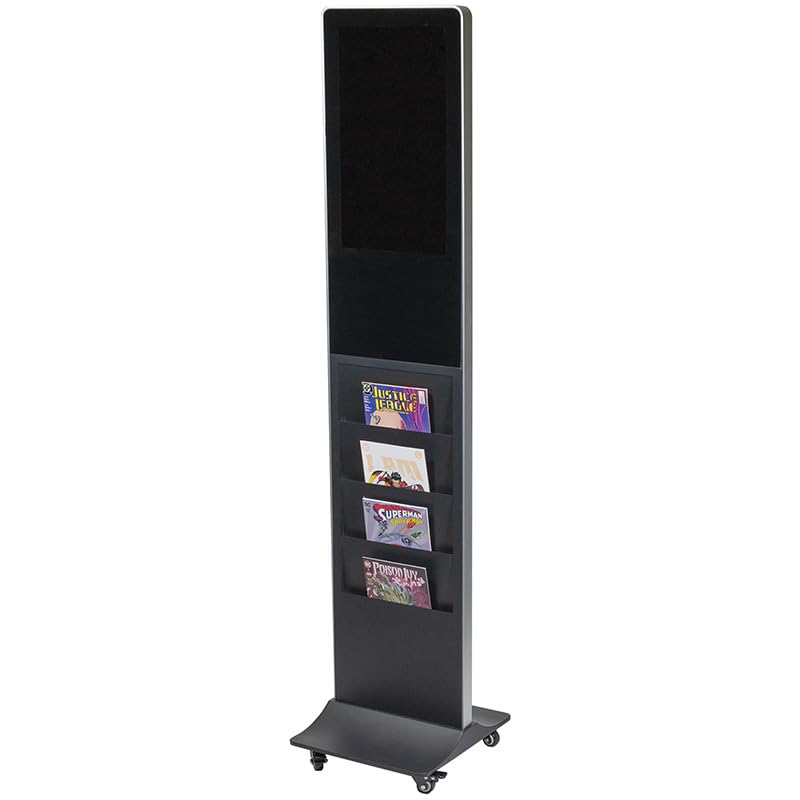 Image of shopPOPdisplays Freestanding Digital Signage with 4 Brochure Holders, 8.5″x11″ Media Slots, Full HD 1080p LCD, USB /HDMI, Portrait Indoor Advertising Display