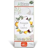 Bless International Pineapple and Coconut 100%-Natural-Incense-Sticks Handmade-Hand-Dipped Organic-Chemicals-for-Purification-Relaxation-Positivity-Yoga-Meditation The-Best-scents 100 Sticks (150GM)