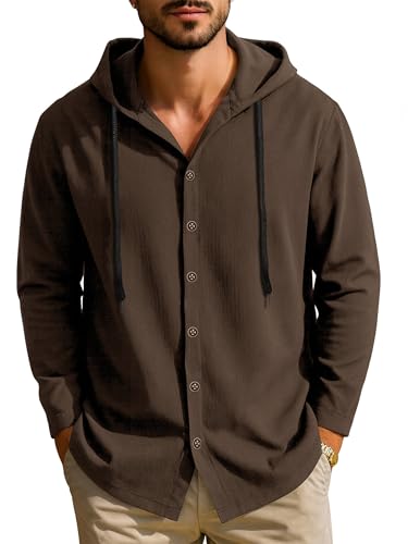 Image of Noble Monk Men's Solid Regular Fit Shirts| Shirt with Hood | Casual Wear for Men | Full Sleeve Shirt | Stylish Shirts for Men