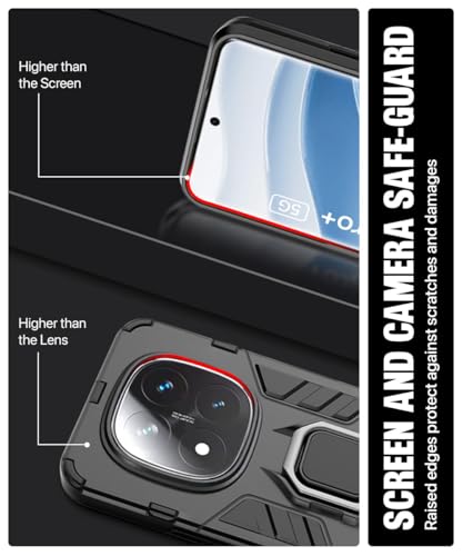 Image of WOW IMAGINE Shock Proof Back Case Mobile Cover for Redmi Note 14 Pro Plus 5G | Back Cover Case (Tough Armor | Hybrid PC + TPU | Ring Holder & in-Built Kickstand | Black)