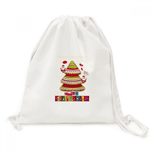 Sac a cordon joyeux noel arbre en toile pour vos sorties de fetes et voyages