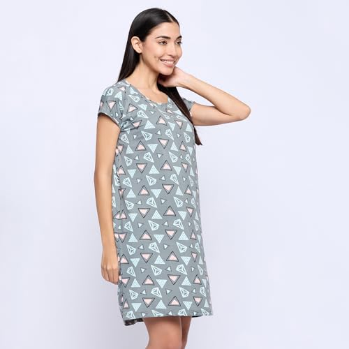 Image of CAMEY Printed Knee Length Nighty|Loungewear|Nightwear|Sleepwear|Home Wear Short Nighty for Women
