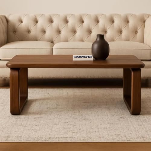 Image of Handmade Solid Wood Coffee Table for Living Room Wooden -70x38x40Cm Modern Walnut and Oak, Minimalist Mid-Century Design Coffee Table for Living Room Wooden (Oak)
