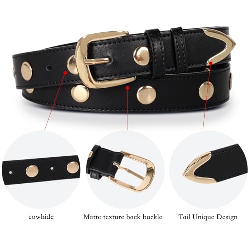 Image of Aurolran Women's Leather Belt with Buckle - Ideal for Dresses, Jeans, and Coats