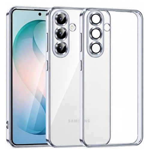 Image of VONZEE Clear Logo Electroplating Transparent Case for Samsung A56 5G, Magnetic Plating Electroplate TPU Cover, Individual Camera Protection for Each Lens - Silver