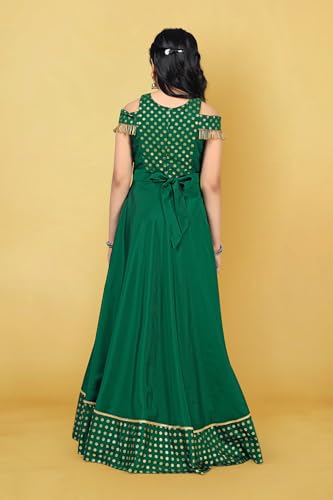 Image of Fashion Dream Girls Silk Blend Floral Printed Dress|Fancy Western Party Gown|Kids Ethnic Dress