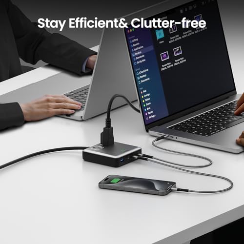 Image of SHARGE 6-in-1 Charging Station 100W GaN Power Strip PD Desk Charger With 5 ft Cord, 2 AC, 3 USB-C, 1 USB-A Port for Home Office Travel