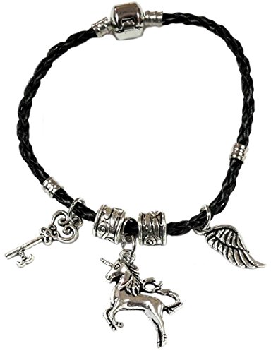 Preisvergleich Produktbild Lufetti Armband Einhorn Lederarmband Anhänger Engelsflügel Schlüssel