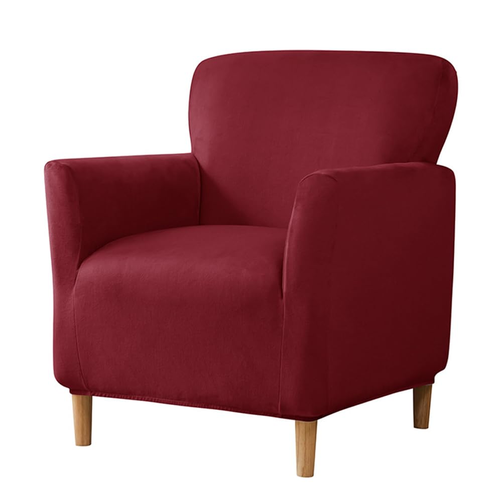 Housse de fauteuil velours extensible vin rouge pour rénover un siège usé