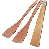 3Pcs Wooden Spatulas, 12inch Long Handle Flat Spatula Set for Nonstick Pans, Multipurpose Wooden Spoons for Cooking, Wood Cooking Utensil for Frying, Flipping, Scraping, and Turning