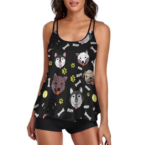 Tankini robe de plage à motif chien pour des vacances confortables