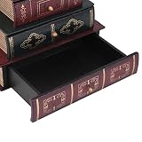 Kreatywne Pudełko do Przechowywania Biżuterii w Stylu Retro, Organizer na Biurko w Kształcie Książki, Biurko z Szufladami Meblowymi z 3 Szufladami na Biżuterię 21 X 15 X 14,5 Cm