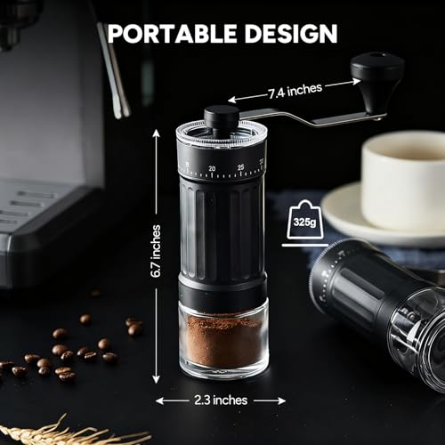 Manuelle Kaffeemühle, Tragbare Manuelle Handkaffeemühle mit 30g Kapazität, 40 verstellbare Einstellungen, Konische Mahlmühle mit ergonomischem Griff für Espresso, Pour Over Und Mehr – Bild 2