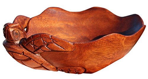 Ciotola decorativa Schale01S in legno con motivo tartaruga, artigianato da Bali