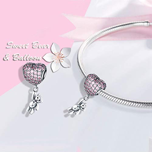 Image of LeeFeel Bow heart Charms Exquisite Love Heart Beads Charms w Clear CZ for Women Bracelets Charm DIY