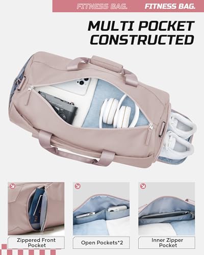 Image of Gym Bag for Women And Mens with Shoe Compartment, Large Duffle Bag with Wet Pocket Carry-on Gym Duffle Bag for Travel and Sports Weekender Overnight Workout Bag Pink Purple
