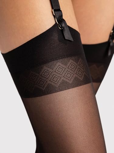 Image of Fiore Sensual Justine Smooth Sheer Stockings - Women, Elegant, Sophisticated, Formal Occasions - Black, One Size