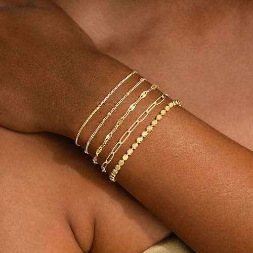 Turandoss Gold Bracelets for Women, 14K Gold Plated Bracelet Stacks - image 2
