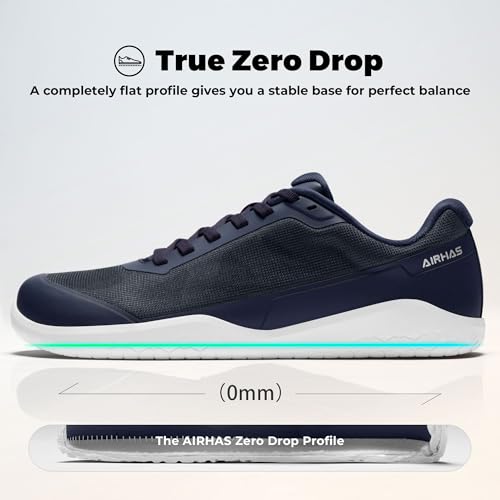 Image of AIRHAS Men's Barefoot Training Shoes Zero Drop Minimalist Sneakers Anatomical Toe Design for Weightlifting and Fitness