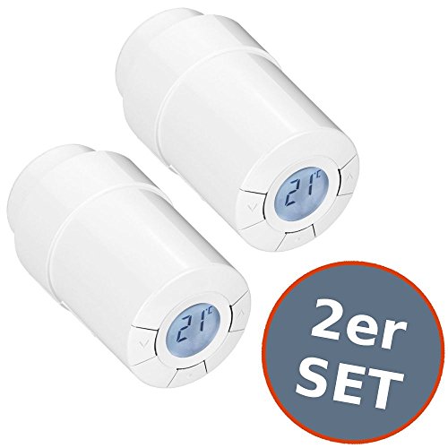 Preisvergleich Produktbild POPP Heizkörperthermostat weiß Smart Thermostat Heizung Heizungssteuerung Z-Wave Color 2er Set